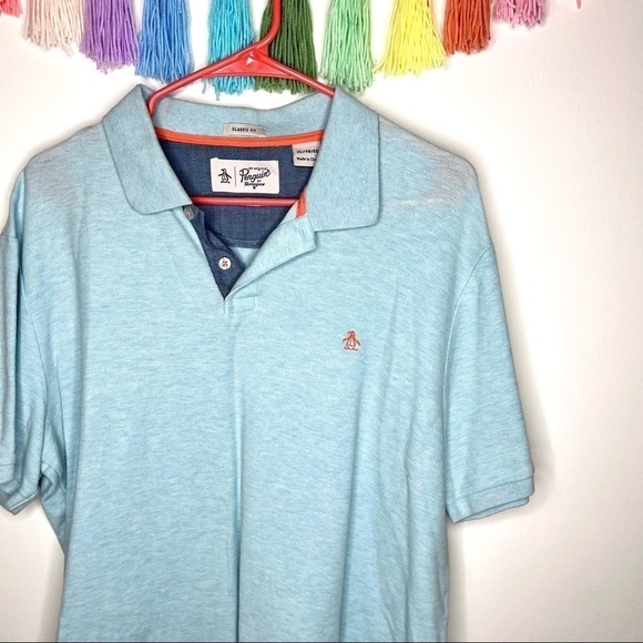 Penguin Men’s Light Blue Pull On Collared Polo Sleeve Shirt Size Extra Large - Picture 3 of 11